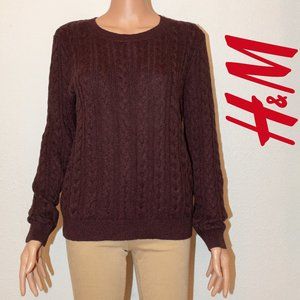 Cable Knit Pullover in Chocolate Brown Color | H&M | Size M